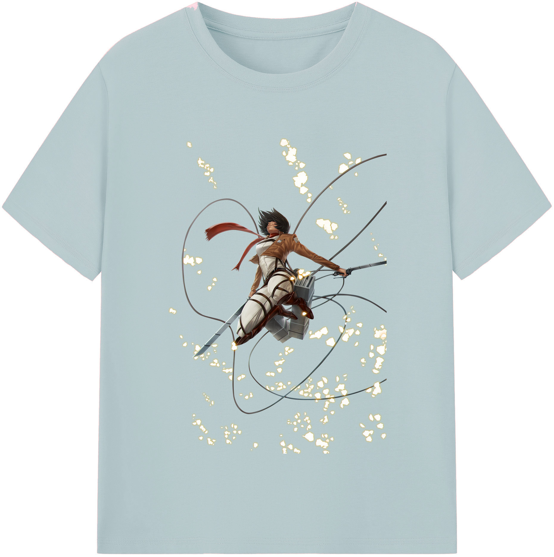 （画像用） 進撃の巨人 ミカサ·アッカーマン Attack on Titan Mikasa Ackerman 綿100％半袖Tシャツ（フロントプリント）